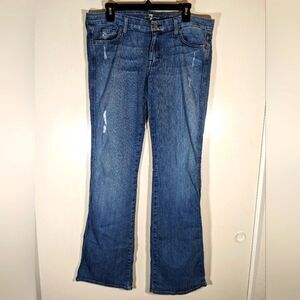 7 For All Mankind A Pocket Jeans Flare Legs Distressed Mid-Rise Size 32